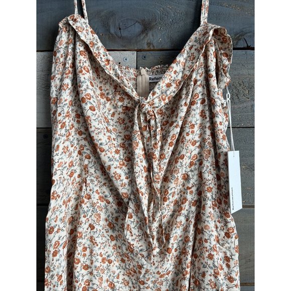 Reformation Helm Sleeveless Mini Floral Print Dress in Fairy Orange Sz 12 - Picture 6 of 12